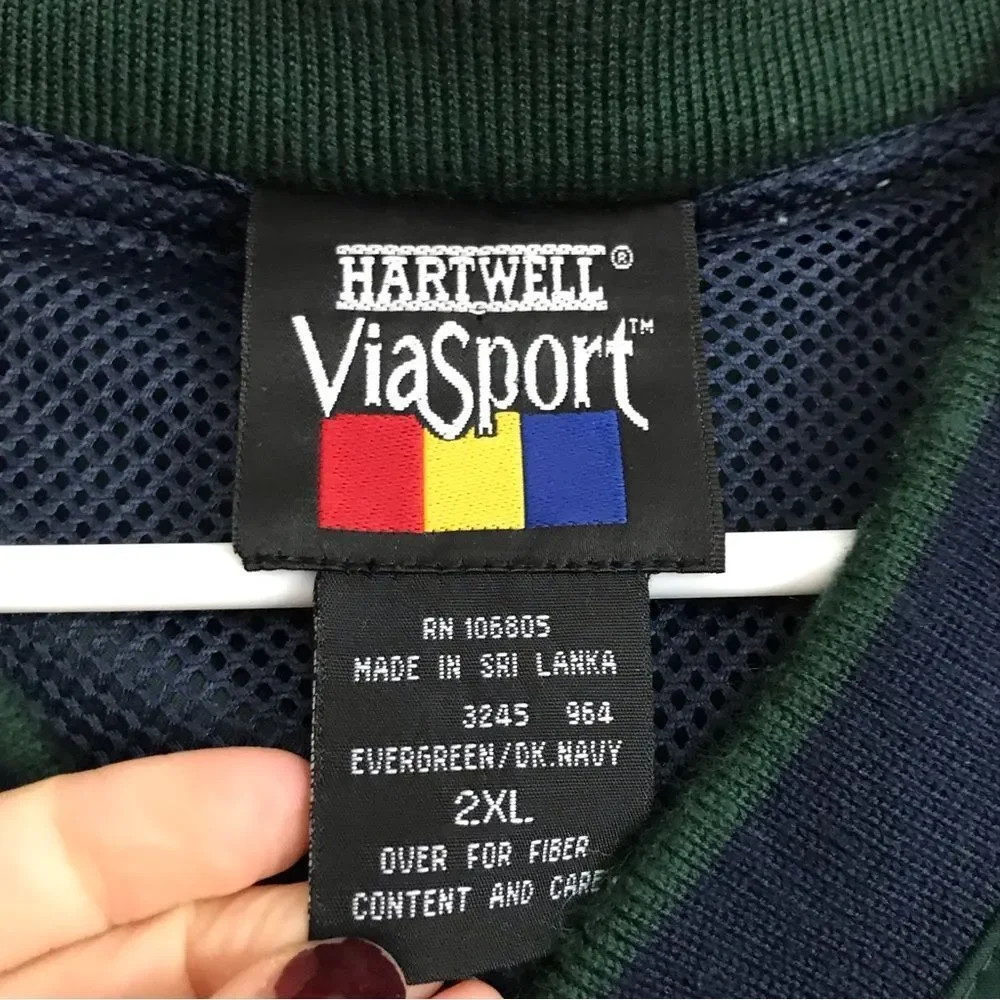 Vintage Hartwell ViaSport Green/Navy Blue V Neck Golf Vest Men's Sz 2XL